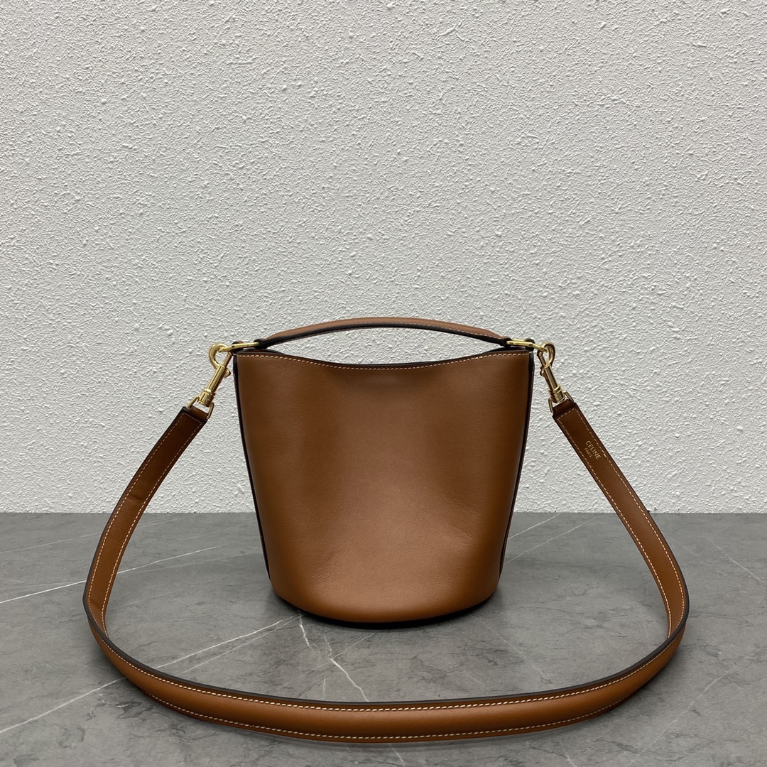 Celine Teen Bucket 16 Smooth Calfskin Handbag Shoulder Bag Tan 197573